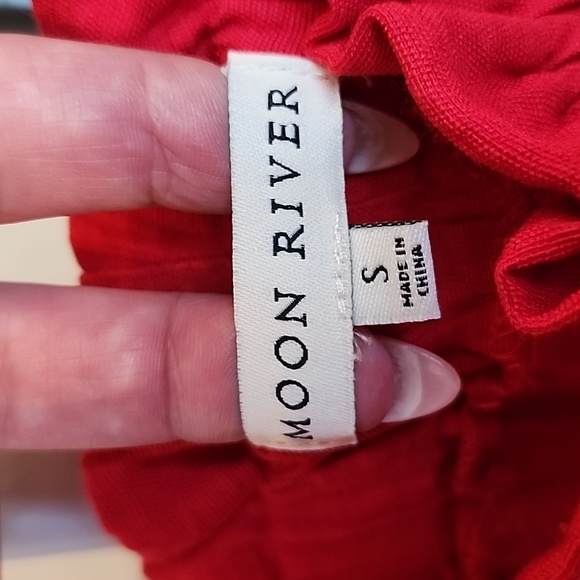 Anthropologie Moon River Cropped Paper Bag Waist Bow Pants Red Size S - Picture 3 of 12